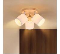 Homefire Spot de plafond 3 Ampoules plafonnier salon - rond bois E14 MAX 25W vintage orientable 350° style maison de campagne