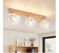 Homefire Spot de plafond 3 lampes plafonnier bois - plafonnier spot de plafond vintage spot LED orientable E14 lampe de cage