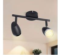 Homefire Spot LED - noir aux deux extrémités, socle rond, muni d'une tige de fixation horizontale, orientable à 350°