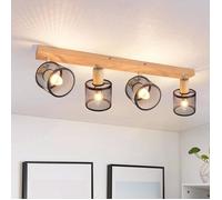 Homefire Spot plafond Deboola 4 ampoules plafonnier bois plafonnier E14 spot noir lampe salon lampe cuisine pivotante Vintage LED