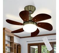 Homefire Ventilateur de plafond avec télécommande Silencieux - Plafonnier 6 | pales Ø75cm Plafonnier temporisé Ventilateur de plafond Eté/Hiver Chambre à coucher Salle à manger/Bois