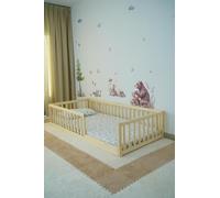 HOMEforDREAMS H4D-34 Lit de Sol pour Enfant: Design inspiré du Montessori avec Rails Ronds (120 x 60 cm)