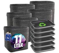 HOMEGROW24 Set de 6 pots avec soucoupes, pots carrés en feutre de 11 L chacun, pots en tissu pour la culture et l'élevage de plantes de canna ccessoires de culture