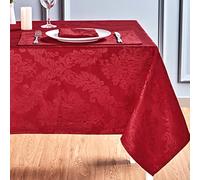 HomeJoy Nappe rectangulaire damassée en Jacquard Rouge Barcelone, 100% Polyester, résistante à l'huile, imperméable, pour Salle à Manger, Noël, fête, Banquet et Vacances (Rouge, 152,4 x 213,4 cm)