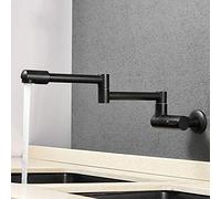 HomeLava Robinet eau Froide uniquement Mural Rotatif à 360 ° Robinetterie de Cuisine Mitigeur Cuisine Rabattable pour évier de cuisine Laiton Noir