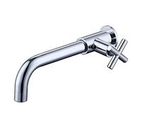 HomeLava Robinet Eau Froide Uniquement Robinet Salle de Bain Lavabo Surface Chromé en Cuivre Durable Robinetterie Lave Mains Cartouche Céramique Mousseur bec Longueur 240 mm et poignée