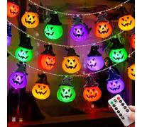 Homeleo Décoration d'intérieur d'Halloween - 5 m - 30 LED - Guirlande lumineuse pour décoration d'Halloween - Multicolore - Citrouille - Guirlande lumineuse pour Halloween, porte, fête, jardin,