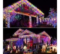 Homeleo Guirlande lumineuse solaire de Noël en forme de stalactites pour décorations de Noël extérieures, porche, jardin, terrasse, maison, chambre à coucher (4 m/30 gouttes/160 LED)