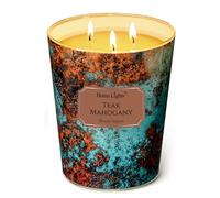 HomeLights Bougies parfumées | Grand pot 34 oz bougie de soja naturelle | 130 heures de longue durée avec 3 Wicks | Bohemian naturel pour la décoration de la maison Teck acajou