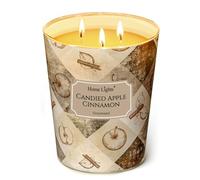 HomeLights Bougies parfumées | Grand pot 34 oz bougie de soja naturelle | 130 heures de longue durée avec 3 Wicks | Bohemian naturel pour la décoration de la maison Pomme confite cannelle