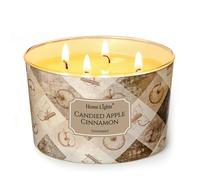HomeLights Grande bougie en pot | Bougies parfumées longue durée à 4 mèches, 18oz, en cire de soja naturelle, pour une ambiance chaleureuse et raffinée Pomme confite cannelle