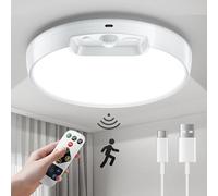 Homelist Lampe de Plafonnier avec Détecteur de Mouvement 2025 Plus récent, LED Plafond sans Fil avec Télécommande, 8000mAh Rechargeable Plafonnier pour Douche, Salle de Bain, Garage, Escalier