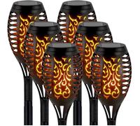 Homèlle Lampe Solaire Exterieur - 6 Pièces 12 LED avec Flammes Réalistes - Imperméable Lampe Torche pour Décor Jardin - Patio