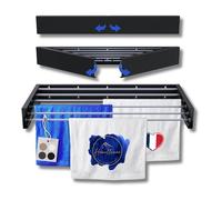 Homellence - Étendoir à Linge Mural Rabattable Extérieur et Intérieur 2026 | Séchoir à Linge Mural Rétractable - Étendoir Linge Intérieur Pliable - Longueur de Séchage de 6 Mètres (100cm, Noir)