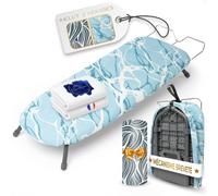 Homellence Petite Table A Repasser Pliable Compacte - Table Repassage Portable Voyage - Mini Planche A Repasser Pliable - 2 Housses Premium Incluses - Solution Gain de Place Maximale (Bleu)