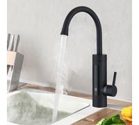 HOMELODY Robinet de cuisine avec chauffe-eau instantané 230 V, noir | Robinet Électrique en Acier Inoxydable, Chauffe-eau Instantané pour Camping