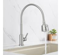 HOMELODY Robinet de Cuisine Pivotant à 360° - Eau Froide, 2 Types de Jet - Acier Inoxydable - Robinet d'Évier