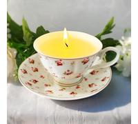 Homelya Floral, bougie vintage en forme de tasse de thé, bougie parfumée à | Bougie vintage en forme de tasse à thé florale avec parfum vanille, soucoupe en céramique et tasse réutilisable