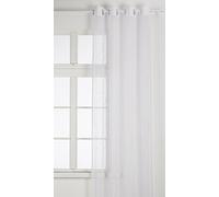 Homemaison 09370-8-AL Voilage Etamine Légère Brodée avec Oeillets Ronds Blanc/Argent 140 x 260 cm