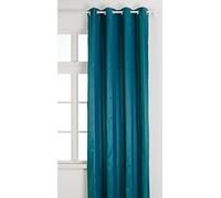 Homemaison 09375-8-AL Voilage Jacquard Rayure Chenille Verticale avec Oeillets Ronds Bleu Canard/Argent 135 x 260 cm