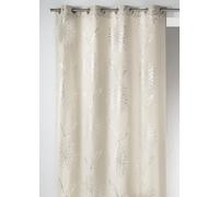 Homemaison 09405-8-AL Voilage Toile Poly/Coton Imprimé avec Oeillets Ronds Ecru/Argent 140 x 260 cm