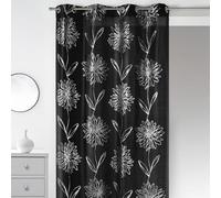 Homemaison 09407-8-AL Rideaux Shantung Imprimé Métal avec Oeillets Rond Noir/Argent 140 x 260 cm