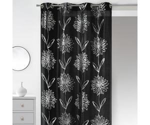 Homemaison 09407-8-AL Rideaux Shantung Imprimé Métal avec Oeillets Rond Noir/Argent 140 x 260 cm