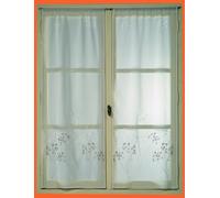 HomeMaison 812420 Vitrage/Paire Étamine Brodée Motif Bouquet Polyester Ivoire 0,2 x 060 x 160 cm