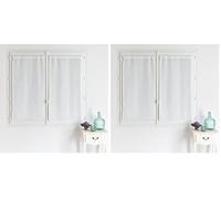 HomeMaison.com Rideau Unis à Rayures Blanc 45 x 120 cm Voilage Tamisant Fenêtre Moderne