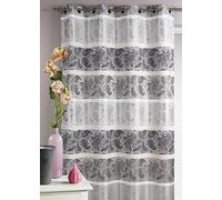 HomeMaison HM69102980 Rideau en Jacquard à Rayures Horizontales Fantaisies Gris 140 x 260 cm