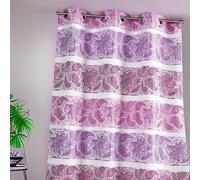 HomeMaison HM69102981 Rideau en Jacquard à Rayures Horizontales Fantaisies Fuchsia 140 x 260 cm