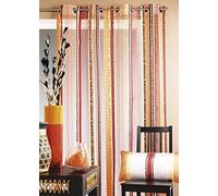 HomeMaison HM69222984 Voilage en Organza Jacquard à Rayures Verticales Gris 140 x 260 cm