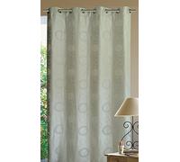 HomeMaison HM69539884 Rideau Ameublement Gros Ronds et Fils Argentés Blanc 140 x 240 cm