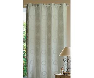 HomeMaison HM69539884 Rideau Ameublement Gros Ronds et Fils Argentés Blanc 140 x 240 cm