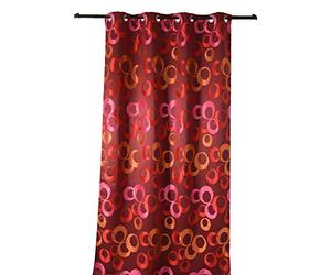 HomeMaison HM69751981 Rideau en Jacquard à Imprimés Cercles Fantaisies Polyester Piment 140 x 260 cm