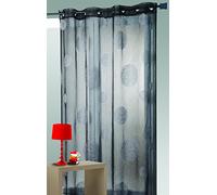 HomeMaison HM6980774629 Voilage en Étamine Brodé de Ronds Mêlés Gris