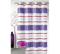 HomeMaison HM69971982 Voilage en Jacquard à Rayures Horizontales Colorés Polyester Fuchsia 140 x 240 cm