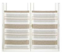Homemaison Paire de Vitrages Rayés en Etamine Aspect Lin, Polyester, 160x60 cm