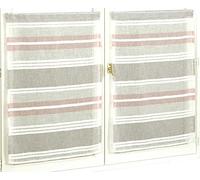 Homemaison Paire de Vitrages Rayés en Etamine Aspect Lin, Polyester, Vieux Rose, 120x60 cm
