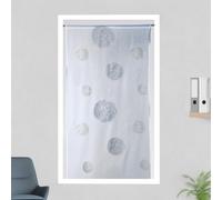 Homemaison - Petit Voilage en Étamine Brodée Ronds Mêlés 5 Mondes - Polyester - Ourlet Passe Tringle - Usage Fenêtre Salon Chambre - 90 x 210 cm - Blanc
