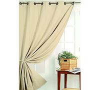 Homemaison Rideau 100% Occultant Ignifugé M1 Non Feu Polyester, Ecru, 180x140 cm