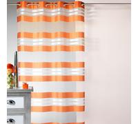 Homemaison - Voilage à Rayures Horizontales Et Fils Argent - Étamine 100% Polyester - 8 Œillets Ronds Ø 4 cm - Rideaux pour Fenêtre Salon Chambre - 145 x 240 cm - Orange