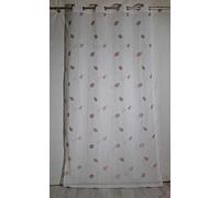 Homemaison Voilage Brodé Motifs Feuilles Polyester Beige 140 x 260 cm