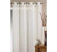 Homemaison - Voilage Étamine à Fines Rayures Verticales - 100% Polyester - Tamisant, Transparent - Salon, Chambre, Cuisine - 8 Œillets Ø4 cm - Prêt-à-Poser - 140 x 260 cm - Gris Clair