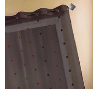 Homemaison - Voilage Organza Jacquard Parement Uni Taffetas - Polyester - 8 Œillets Ronds Canon de Fusil Ø 4 cm - Prêt-à-Poser - Léger et Fluide - 140 x 260 cm - Marron Chocolat
