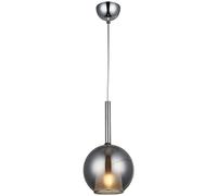 Homemania 1481-51-01-SM Lampe à Suspension Fanza Lustre de Plafond - Chrome, Fumée Métal, Verre, 18 x 18 x 90 cm, 1 x E27, 40 W
