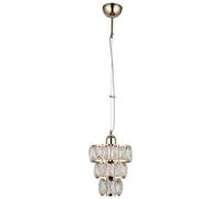 Homemania 8127-80-11 Lampe à suspension Feka, Lustre, Pendant, Lumière, Or en métal, Cristal, 19 x 19 x 90 cm