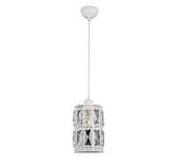Homemania 8134-70-01 Lampe à suspension Armila, Lustre, Pendant, Lumière, Blanc en métal, Cristal, 15 x 15 x 100 cm