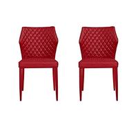 Homemania Ensemble de 2 chaises Ara de Couleur Rouge, en métal et Tissu - Meuble d'ameublement Design Maison - pour Bureau, Salon, Salle à Manger, Cuisine, Chambre à Coucher