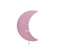 HOMEMANIA Lampe Murale Smiling Moon - Luna, Applique - pour enfants - pour chambre - Rose en MDF, 25 x 3 x 40 cm, 1 x LED Strip, Max 14,4 W, 600LM